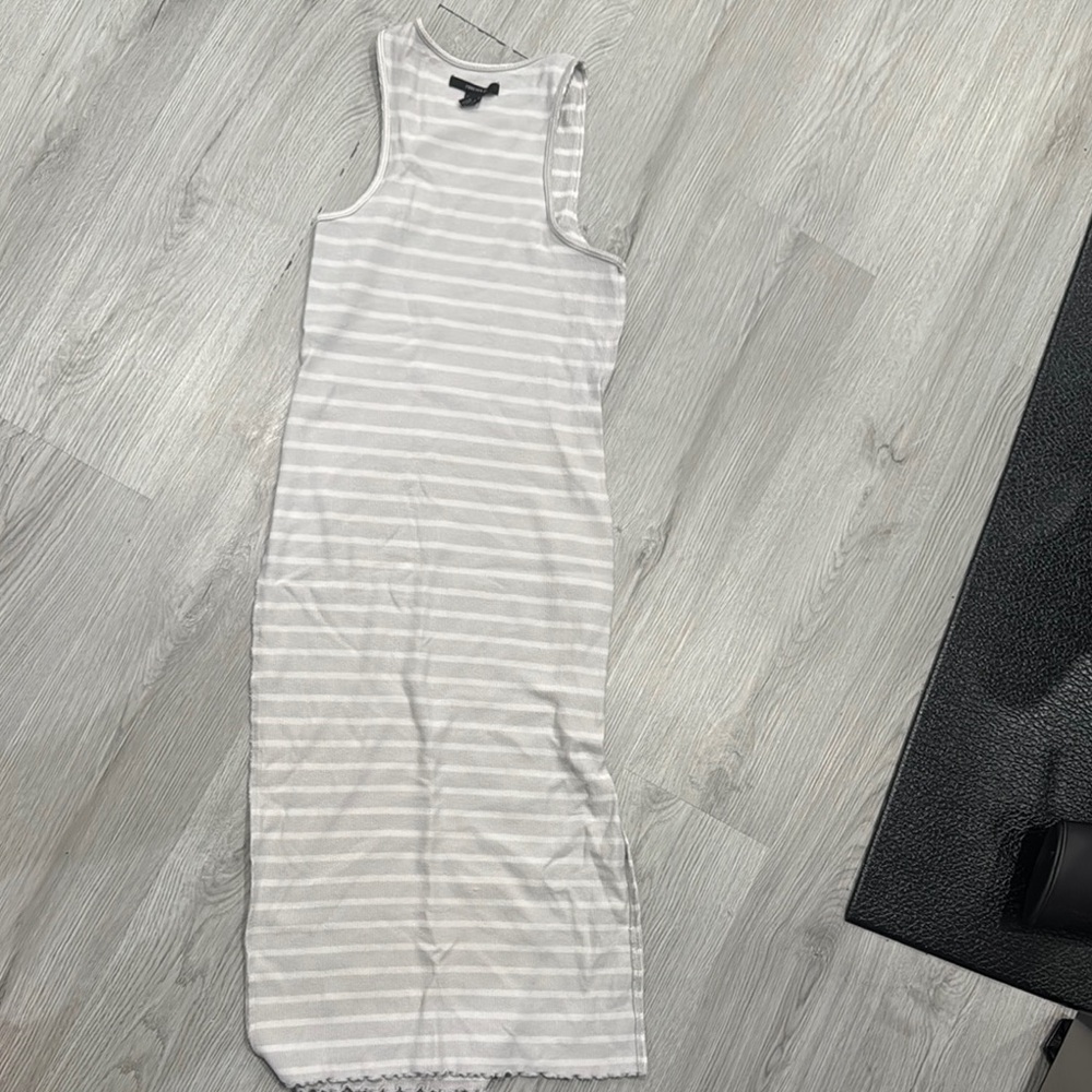 Forever 21 White and Gray Halter Sheath Maxi Dress